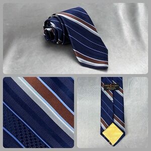 Robert Talbott Best of Class Nordstrom XL Silk Tie Textured Repp Stripe 64"  USA